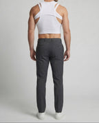 Men's Fitted Crop Top with Layered Straps and Chest Cut-Out