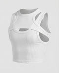 Men's Fitted Crop Top with Layered Straps and Chest Cut-Out