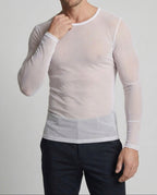 Men's Slim Fit Sheer Mesh Long Sleeve Top