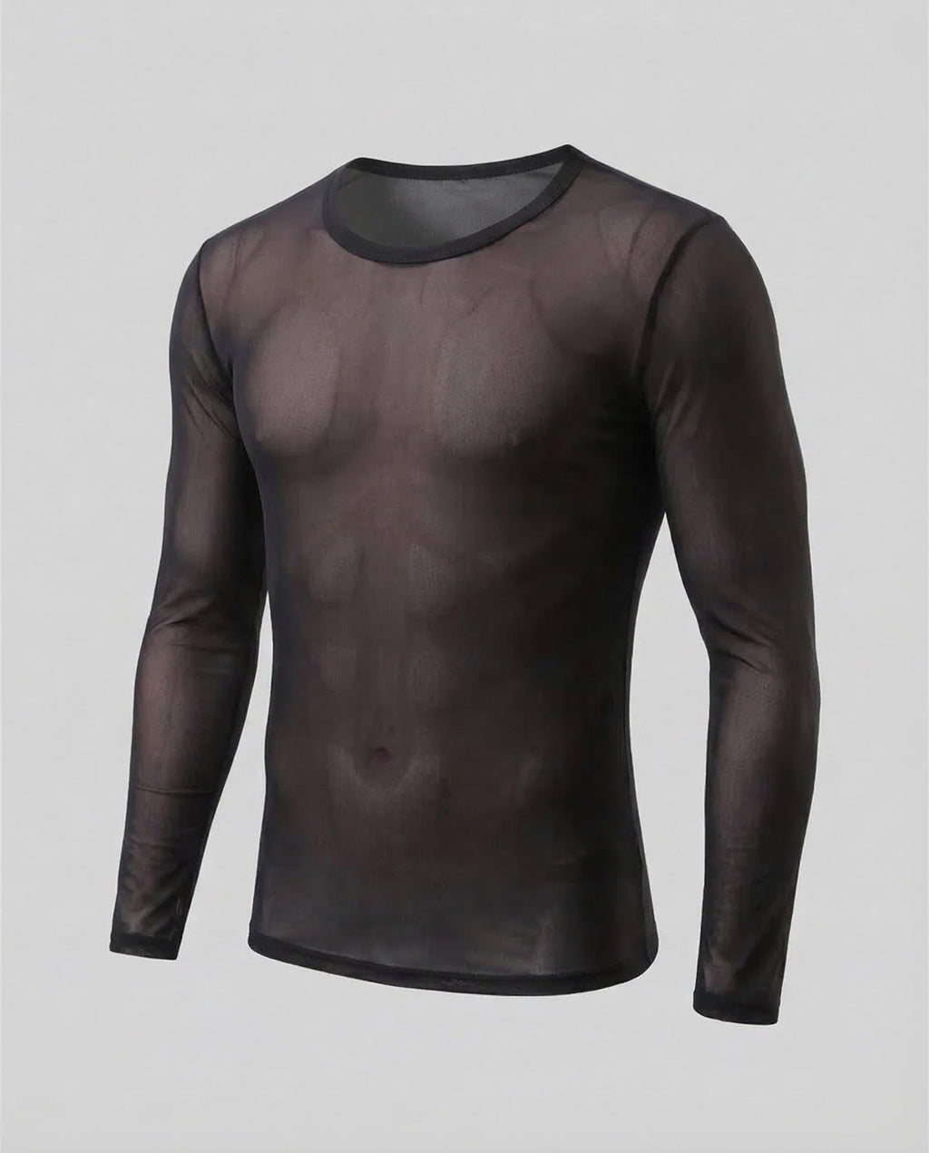 Men's Slim Fit Sheer Mesh Long Sleeve Top