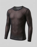 Men's Slim Fit Sheer Mesh Long Sleeve Top