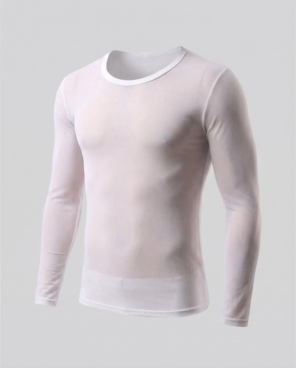 Men's Slim Fit Sheer Mesh Long Sleeve Top