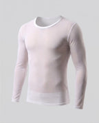 Men's Slim Fit Sheer Mesh Long Sleeve Top