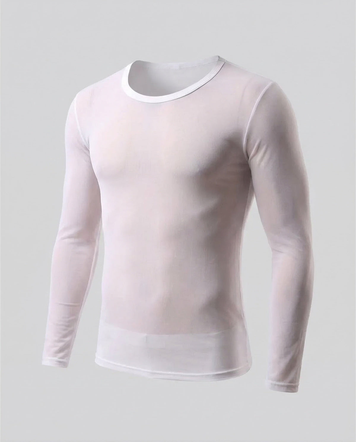 Men's Slim Fit Sheer Mesh Long Sleeve Top