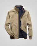 Men's Lightweight Bomber Jacket with Stand Collar and Zipped Pockets