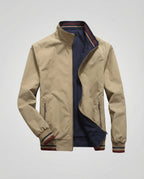 Men's Lightweight Bomber Jacket with Stand Collar and Zipped Pockets