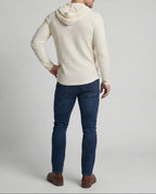 Men's Slim Fit Waffle Knit Henley Hoodie with Button Neck