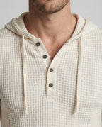 Men's Slim Fit Waffle Knit Henley Hoodie with Button Neck
