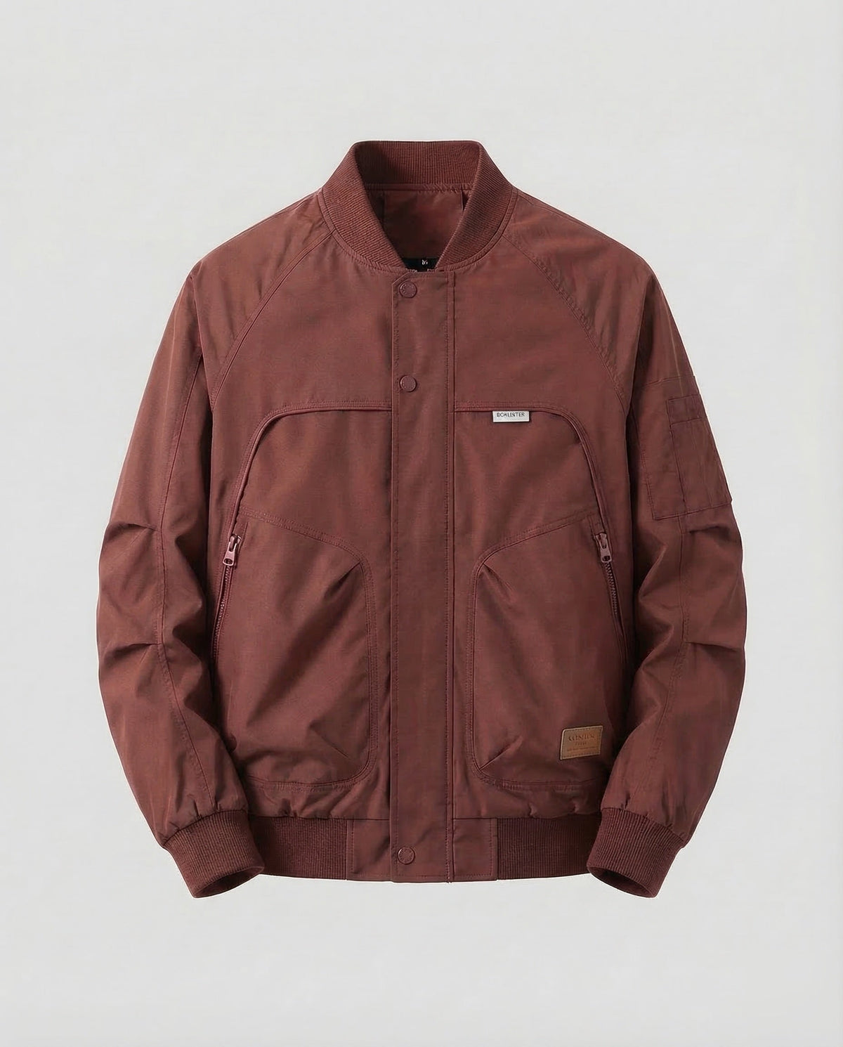 Men's Utility Bomber Jacket with Ribbed Trims and Zip Pockets