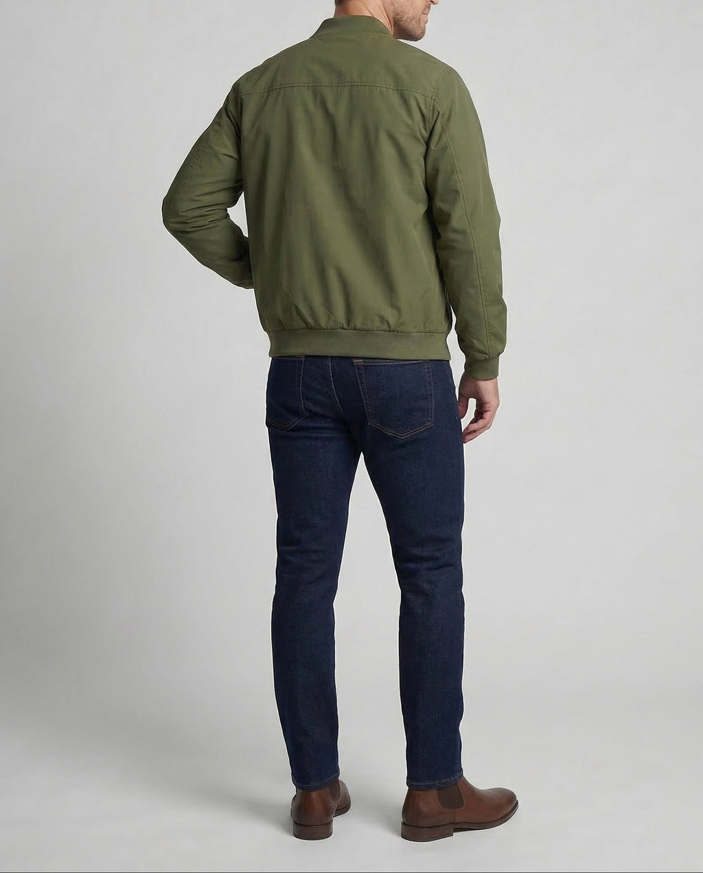 Men's Lightweight Bomber Jacket with Raglan Sleeves and Ribbed Collar