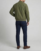 Men's Lightweight Bomber Jacket with Raglan Sleeves and Ribbed Collar