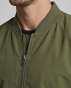 Men's Lightweight Bomber Jacket with Raglan Sleeves and Ribbed Collar