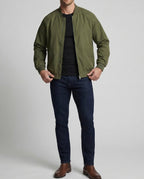 Men's Lightweight Bomber Jacket with Raglan Sleeves and Ribbed Collar