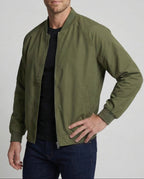 Men's Lightweight Bomber Jacket with Raglan Sleeves and Ribbed Collar