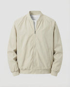 Men's Lightweight Bomber Jacket with Raglan Sleeves and Ribbed Collar