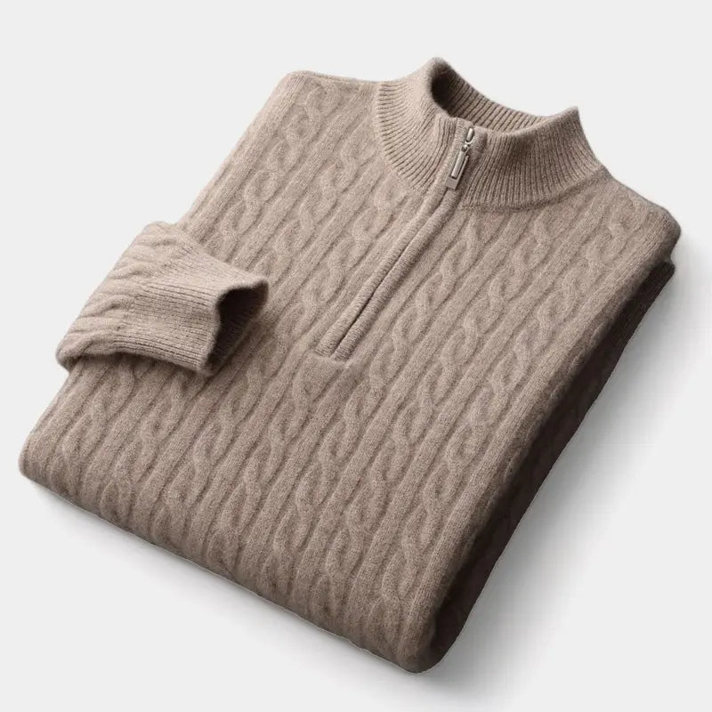 Men's soft-knit Cable Knit Quarter-Zip Sweater