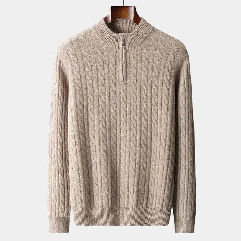 Men's soft-knit Cable Knit Quarter-Zip Sweater