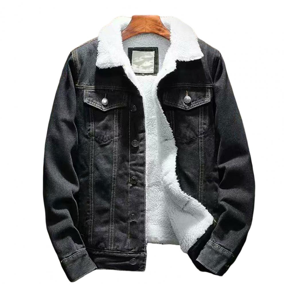 Men's Sherpa-Lined Denim Winter Jacket – Thick Fleece-Lined Button-Up