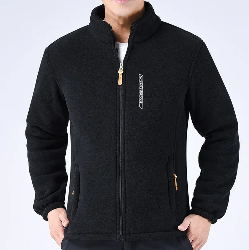 Men's Thick Polar Fleece Jacket – Full-Zip Winter Layer