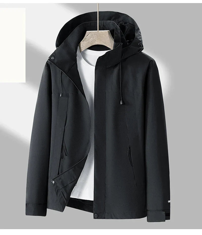 Men's Hooded Outdoor Jacket – Wind-Resistant Zip-Up Coat