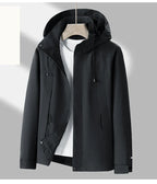Men's Hooded Outdoor Jacket – Wind-Resistant Zip-Up Coat