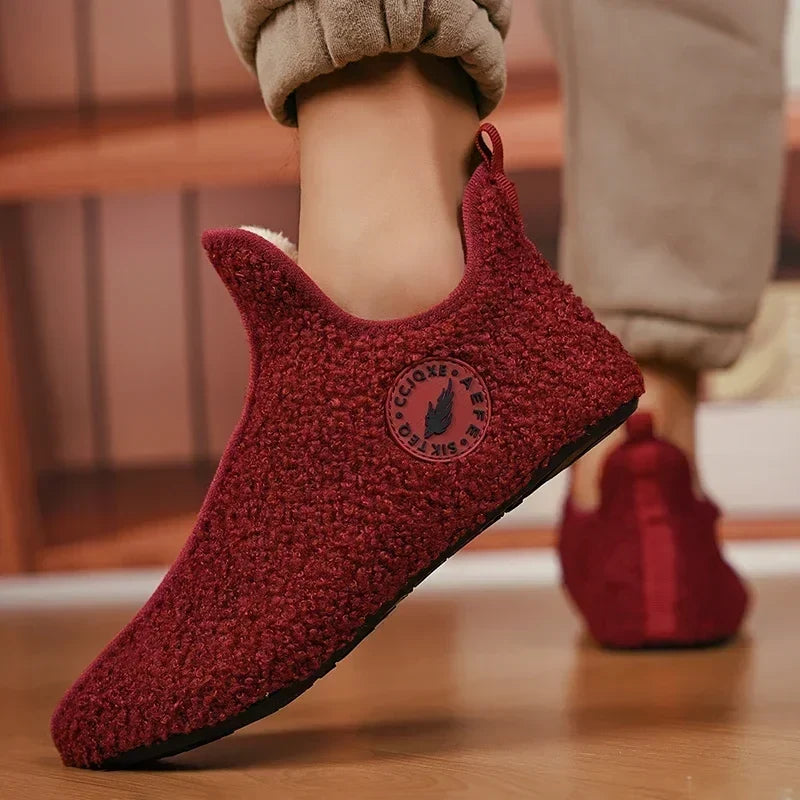 Men's Soft Cotton-Lined Winter Slippers – Warm Non-Slip Indoor House Shoes