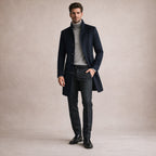 Men's Single-Breasted Wool-Blend Trench Coat – Mid Length