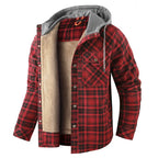 Men's Hooded Fleece-Lined Plaid Shirt Jacket