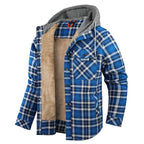 Men's Hooded Fleece-Lined Plaid Shirt Jacket