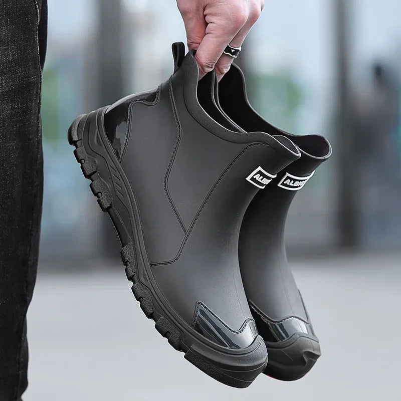 Men's Waterproof Slip-On Rain Boots – Outdoor Rubber Boots