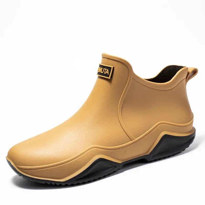 Men's Waterproof Ankle Rain Boots – Slip-On Outdoor Shoes