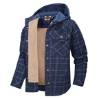 Men's Hooded Fleece-Lined Plaid Shirt Jacket