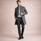 Men's Single-Breasted Wool-Blend Trench Coat – Mid Length