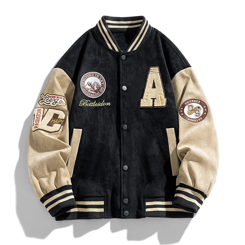 Men's Embroidered Varsity Jacket – Relaxed College Layer