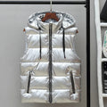 Men's Hooded Puffer Winter Vest – Glossy Padded Sleeveless Zip-Up Gilet