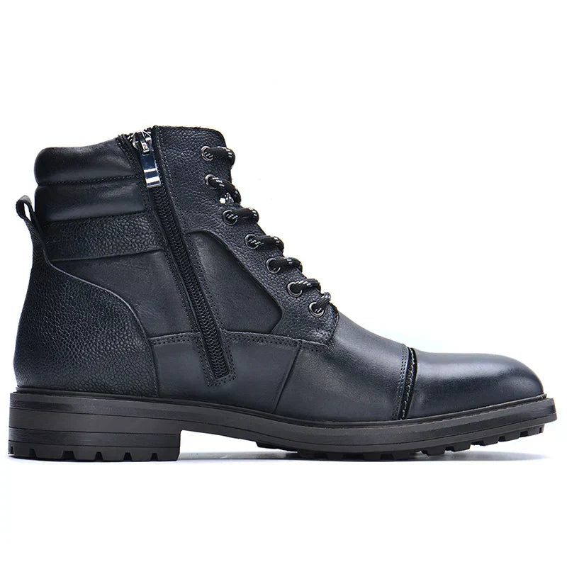 Men's leather-look Boots with Side Zipper and Laces