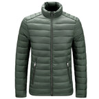 Men's Lightweight Puffer Jacket – Quilted Zip-Up with Stand Collar and Zipped Pockets