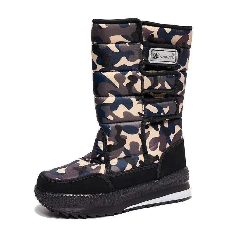 Men's Waterproof Mid-Calf Snow Boots – Insulated Anti-Slip Winter Boots