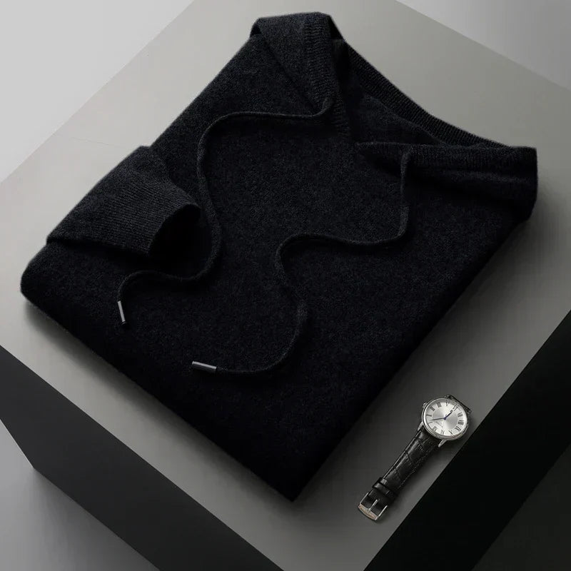 Men's Knitted Hoodie – Relaxed Drawstring Pullover