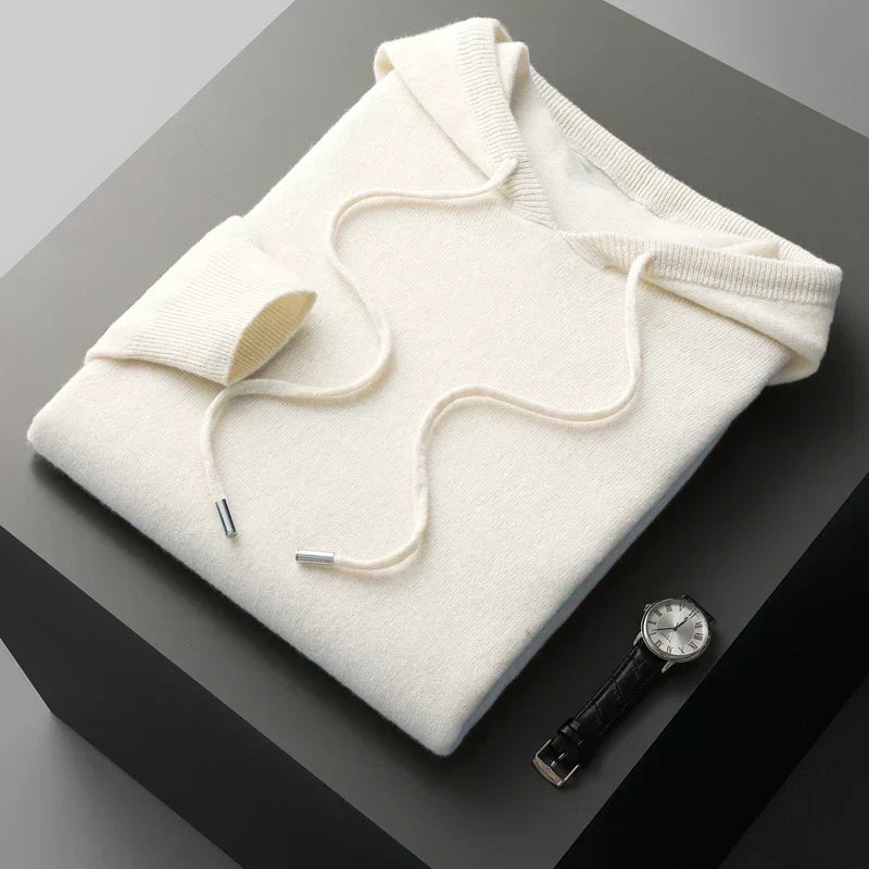 Men's Knitted Hoodie – Relaxed Drawstring Pullover