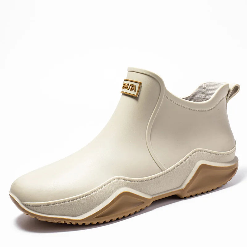 Men's Waterproof Ankle Rain Boots – Slip-On Outdoor Shoes