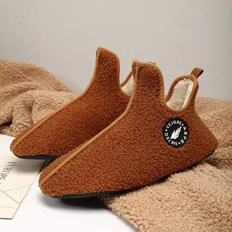 Men's Soft Cotton-Lined Winter Slippers – Warm Non-Slip Indoor House Shoes