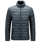 Men's Lightweight Puffer Jacket – Quilted Zip-Up with Stand Collar and Zipped Pockets