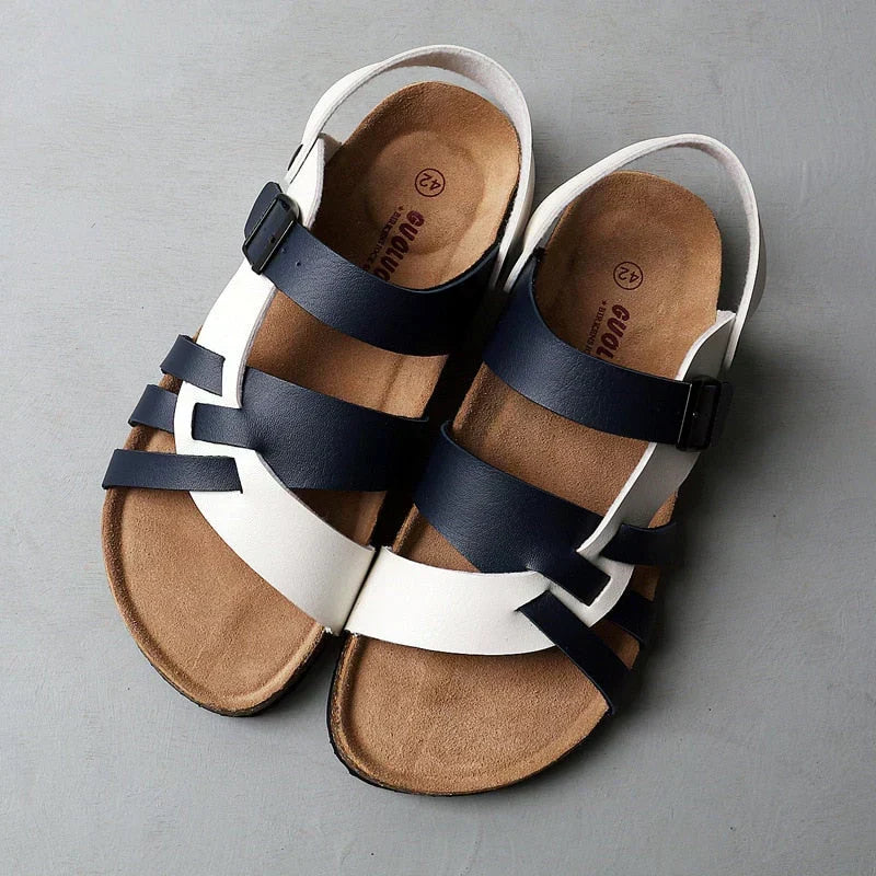 Men's Strappy Slingback Sandals – Adjustable Buckle Open-Toe Design