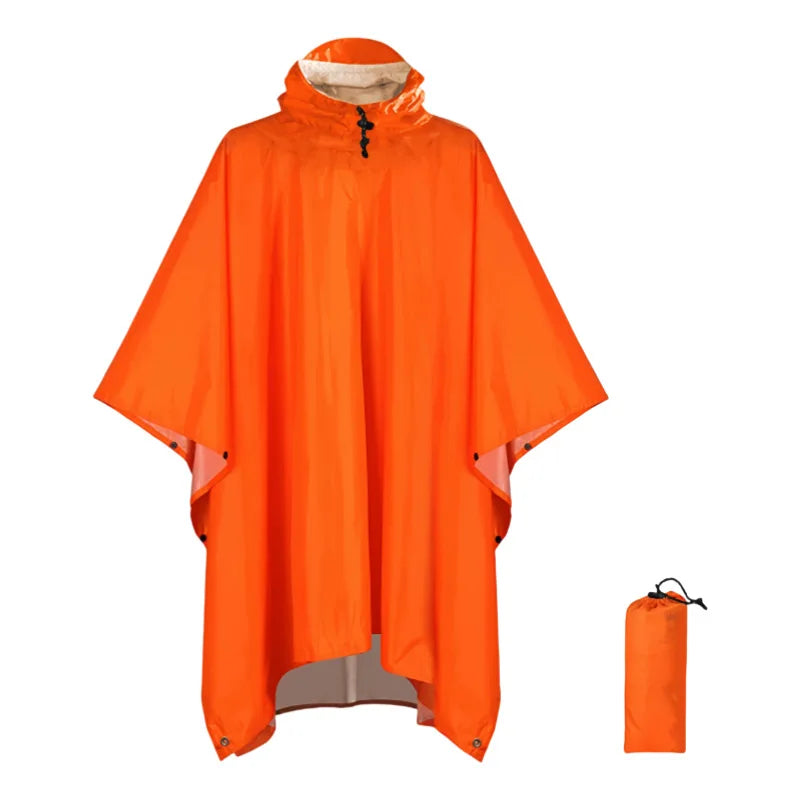 Men's Waterproof Hooded Rain Poncho – Packable Windproof Outdoor Hiking