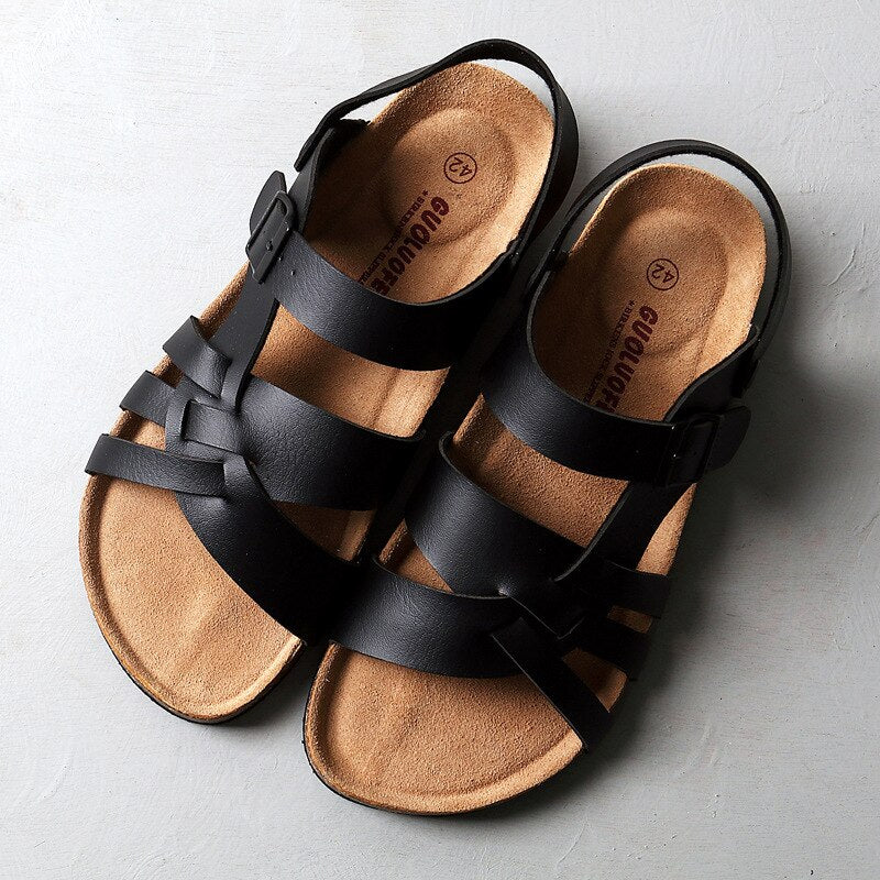 Men's Strappy Slingback Sandals – Adjustable Buckle Open-Toe Design