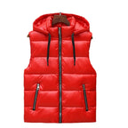 Men's Hooded Puffer Winter Vest – Glossy Padded Sleeveless Zip-Up Gilet