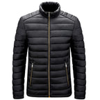 Men's Lightweight Puffer Jacket – Quilted Zip-Up with Stand Collar and Zipped Pockets