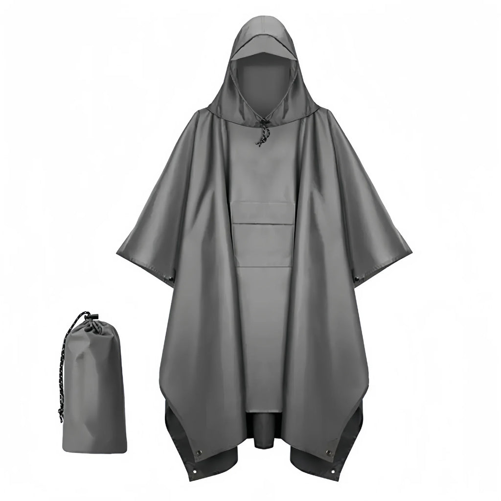 Men's Waterproof Hooded Rain Poncho – Packable Windproof Outdoor Hiking