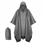 Men's Waterproof Hooded Rain Poncho – Packable Windproof Outdoor Hiking